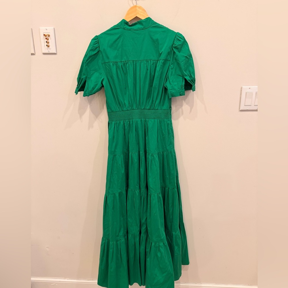 Diane von Furstenberg Darby Dress Signature Green Tiered Midi NWT Size 8 - Picture 5 of 6